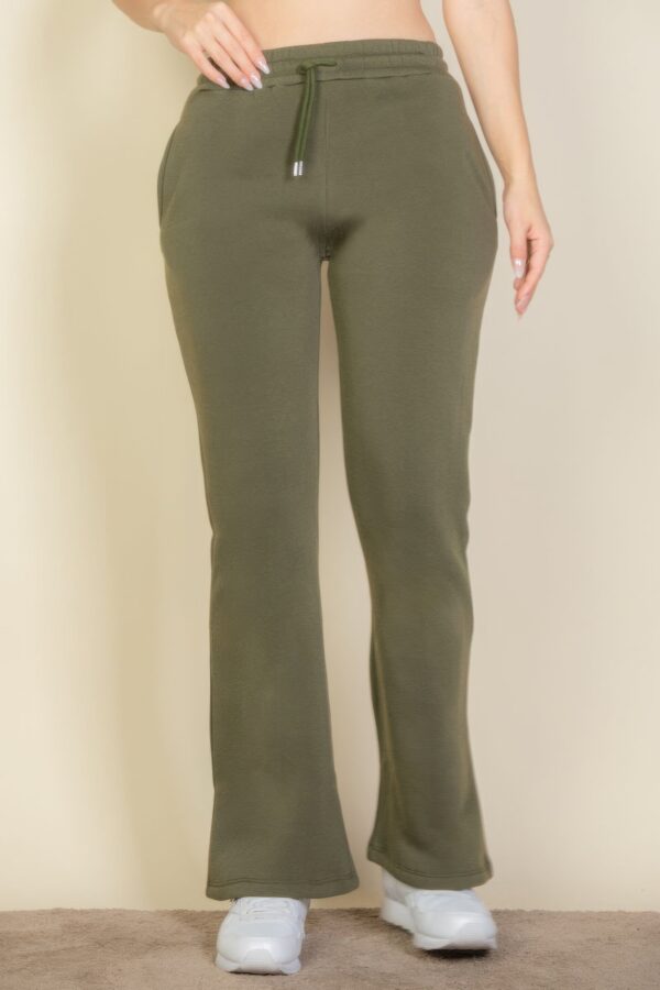 Drawstring-Waist Bootcut Sweatpants with Slant Pockets