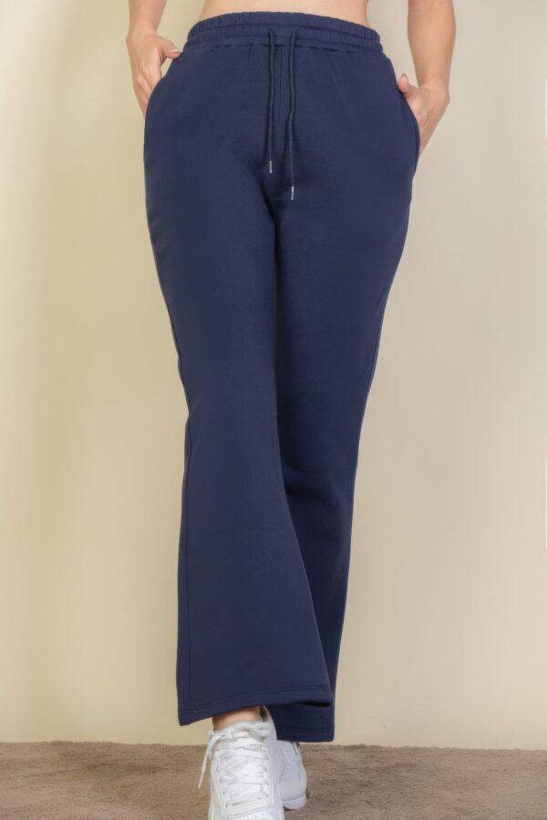 Drawstring-Waist Bootcut Sweatpants with Slant Pockets