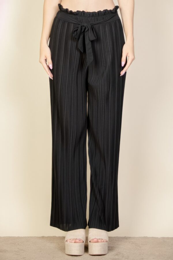 Pleated Stretch Crepe Wide-Leg Pull-On Pants – Tie Front