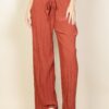 Pleated Stretch Crepe Wide-Leg Pull-On Pants – Tie Front
