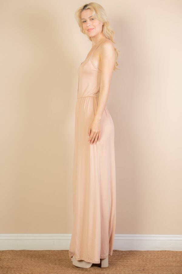 Button-Front Wide-Leg Jumpsuit – High-Stretch Jersey