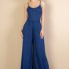 Button-Front Wide-Leg Jumpsuit – High-Stretch Jersey