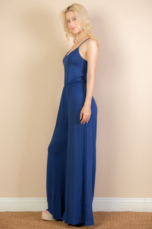 Button-Front Wide-Leg Jumpsuit – High-Stretch Jersey