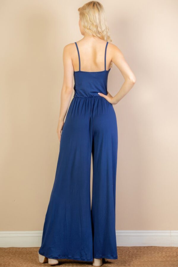 Button-Front Wide-Leg Jumpsuit – High-Stretch Jersey
