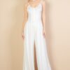 Button-Front Wide-Leg Jumpsuit – High-Stretch Jersey