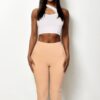 Slit Hem Cropped Pants with Elastic Waist