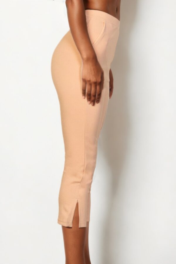 Slit Hem Cropped Pants with Elastic Waist