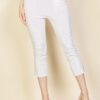 Slit Hem Cropped Pants with Elastic Waist