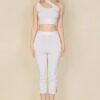 Slit Hem Cropped Pants with Elastic Waist