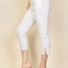 Slit Hem Cropped Pants with Elastic Waist
