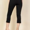 Slit Hem Cropped Pants with Elastic Waist