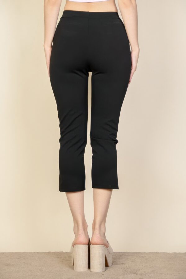 Slit Hem Cropped Pants with Elastic Waist