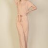 Relaxed Rib-Knit Tie Waist Jumpsuit in Four Colors