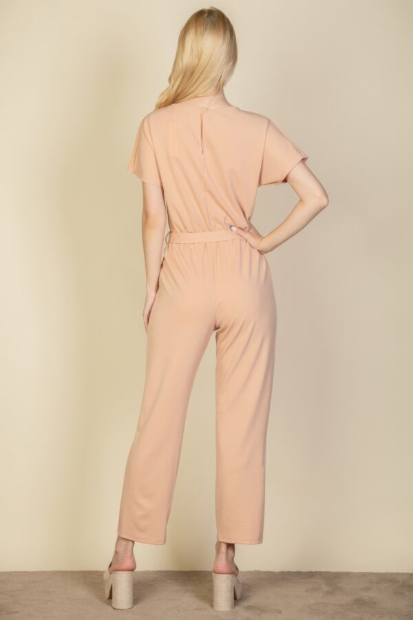 Relaxed Rib-Knit Tie Waist Jumpsuit in Four Colors