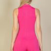 Sleeveless Ribbed Knit Romper with Button Front