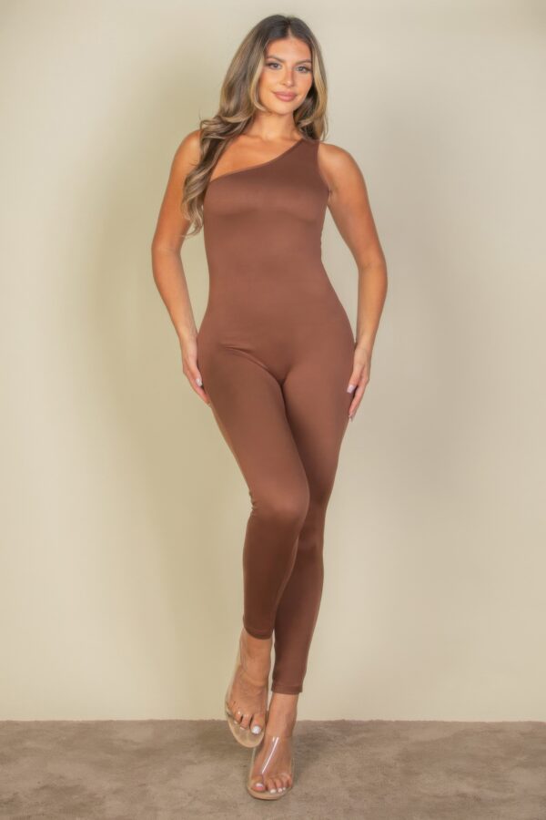 Asymmetrical One-Shoulder High-Stretch Jumpsuit