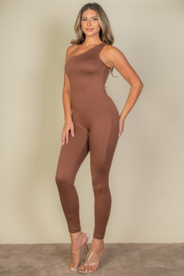 Asymmetrical One-Shoulder High-Stretch Jumpsuit