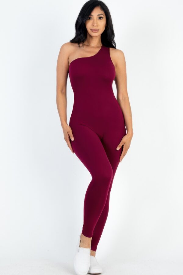 Asymmetrical One-Shoulder High-Stretch Jumpsuit