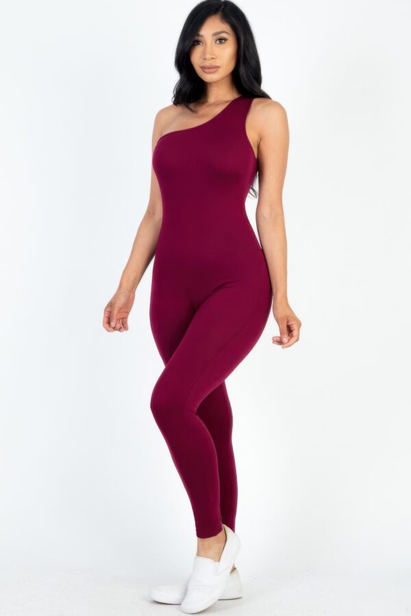 Asymmetrical One-Shoulder High-Stretch Jumpsuit