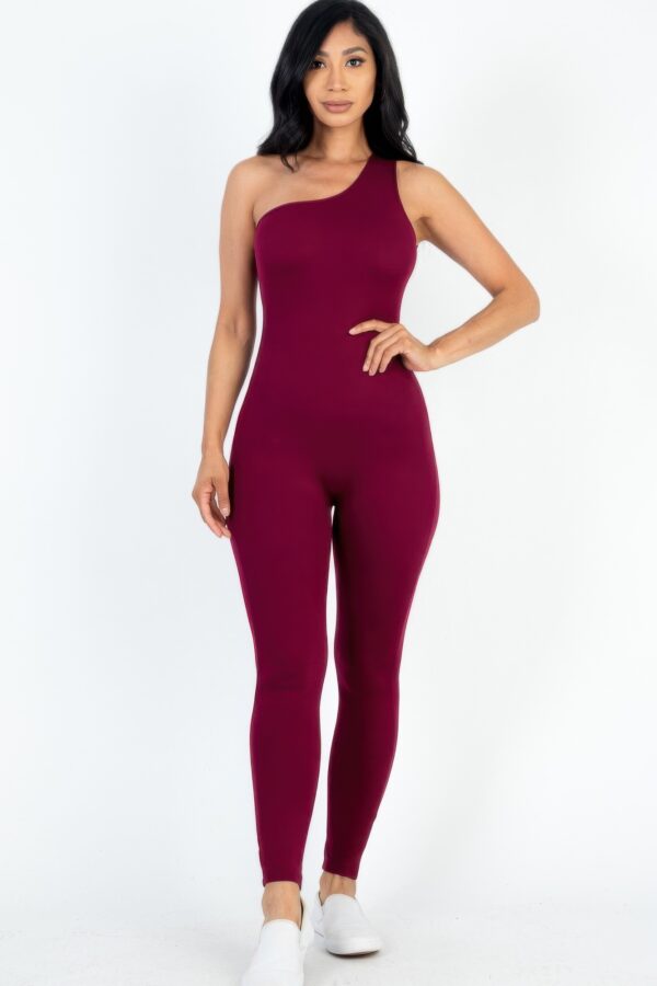 Asymmetrical One-Shoulder High-Stretch Jumpsuit