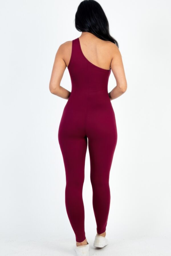 Asymmetrical One-Shoulder High-Stretch Jumpsuit