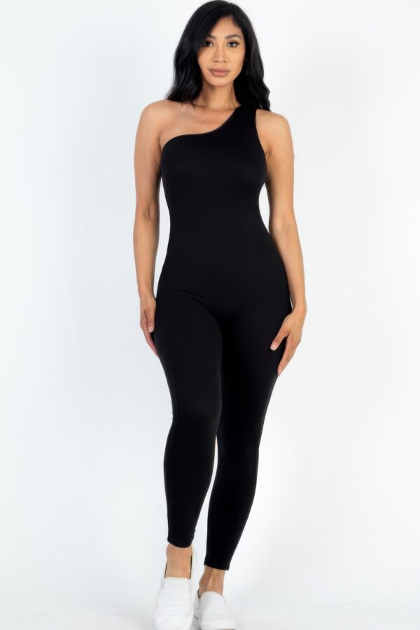 Asymmetrical One-Shoulder High-Stretch Jumpsuit