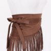 Faux Suede Fringe Belt with Iron Detail – Black, Camel, Coffee