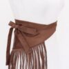 Faux Suede Fringe Belt with Iron Detail – Black, Camel, Coffee