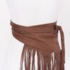 Faux Suede Fringe Belt with Iron Detail – Black, Camel, Coffee