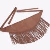 Faux Suede Fringe Belt with Iron Detail – Black, Camel, Coffee