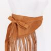Faux Suede Fringe Belt with Iron Detail – Black, Camel, Coffee
