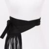 Faux Suede Fringe Belt with Iron Detail – Black, Camel, Coffee
