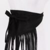 Faux Suede Fringe Belt with Iron Detail – Black, Camel, Coffee
