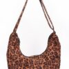 Leopard Faux Suede Crossbody Bag – Double Pockets