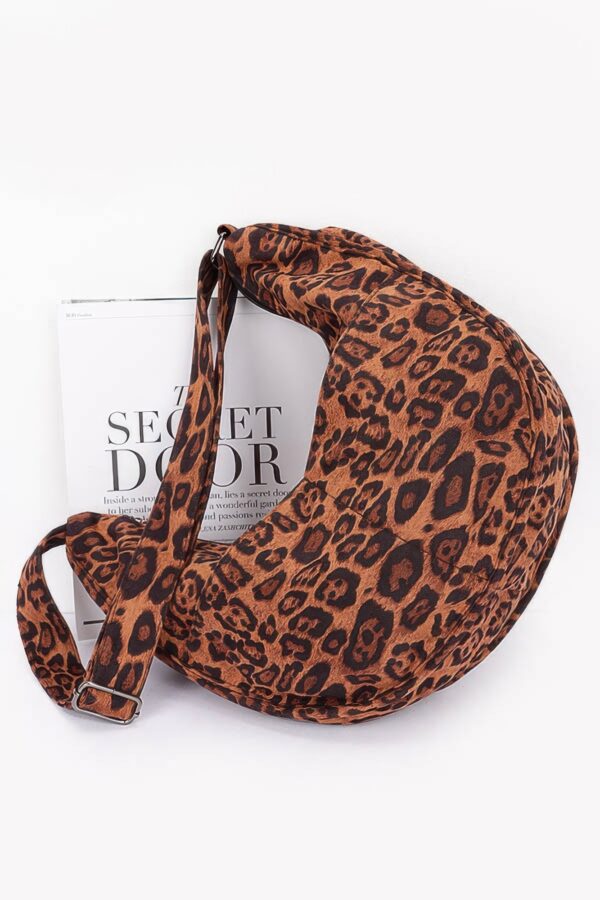 Leopard Faux Suede Crossbody Bag – Double Pockets