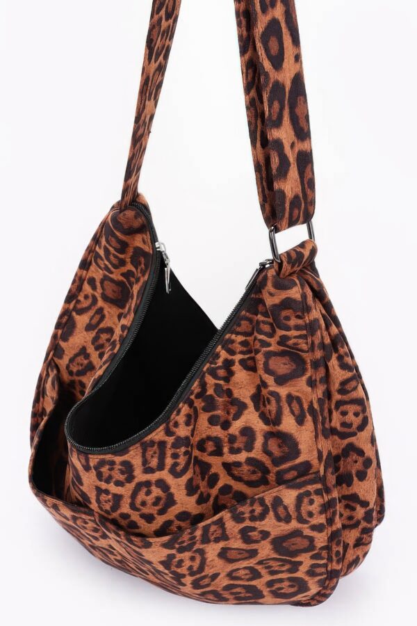 Leopard Faux Suede Crossbody Bag – Double Pockets