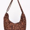 Leopard Faux Suede Crossbody Bag – Double Pockets