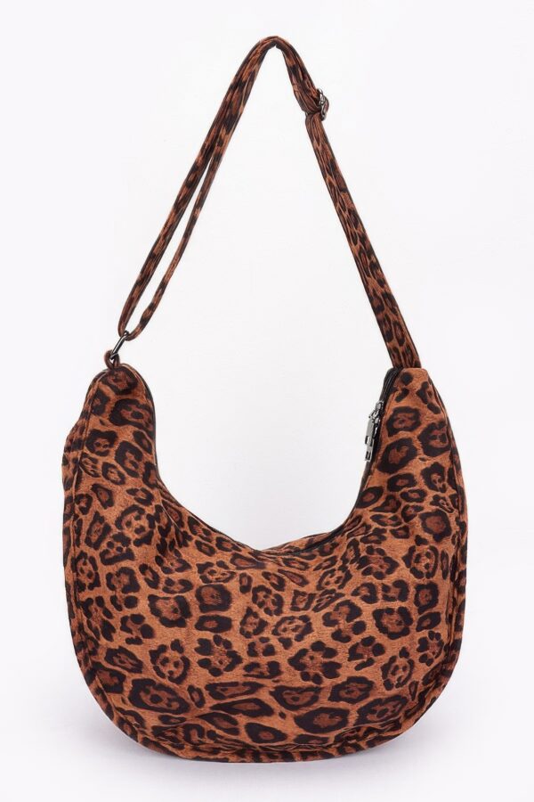 Leopard Faux Suede Crossbody Bag – Double Pockets