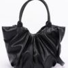 Ruched Faux Leather Tote Bag – Black, Coffee, Nude
