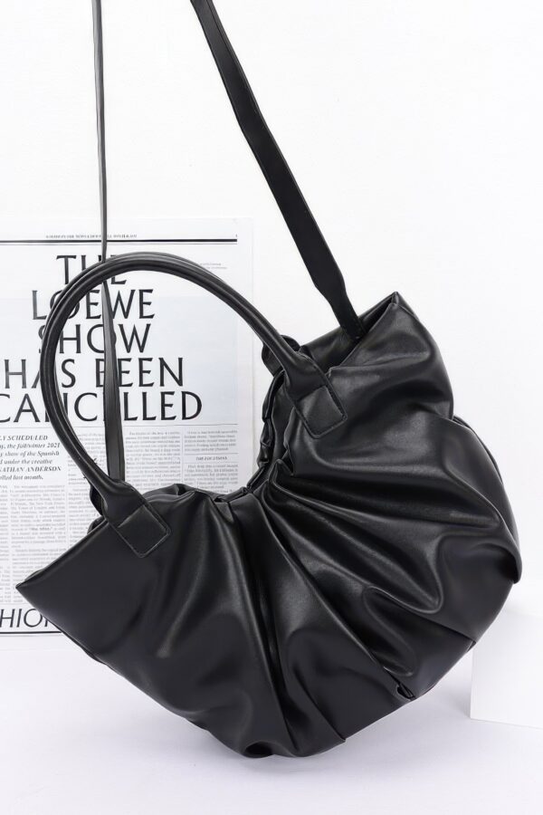 Ruched Faux Leather Tote Bag – Black, Coffee, Nude