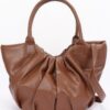Ruched Faux Leather Tote Bag – Black, Coffee, Nude