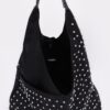 Rhinestone Studded Bindle Bag with Matching Purse – Black