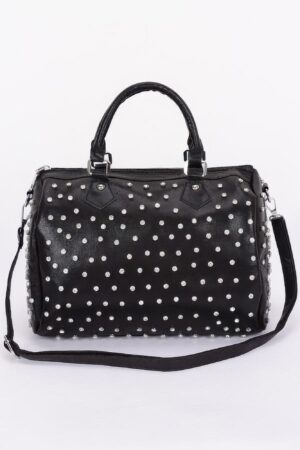 Rhinestone Studded Bowling Bag – PU Handbag