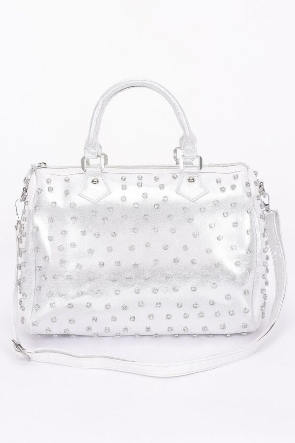 Rhinestone Studded Bowling Bag – PU Handbag