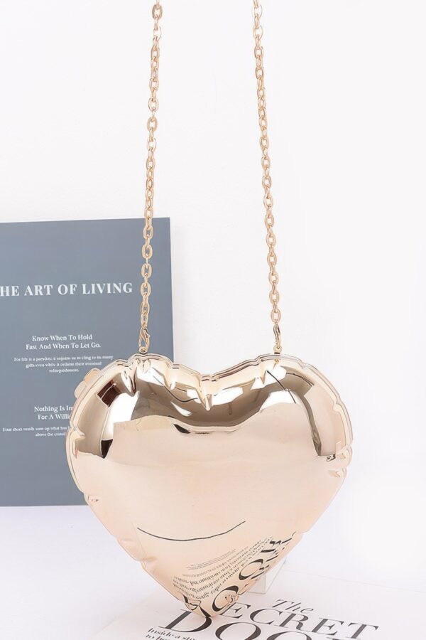 Heart-Shaped Acrylic Case Bag – Metal-Accent Clutch