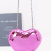 Heart-Shaped Acrylic Case Bag – Metal-Accent Clutch