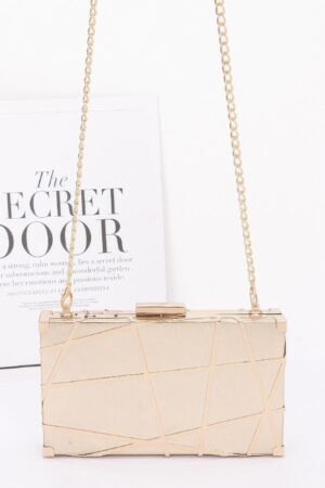 Metal Case Metallic Clutch with Chain Strap – Gold/Silver