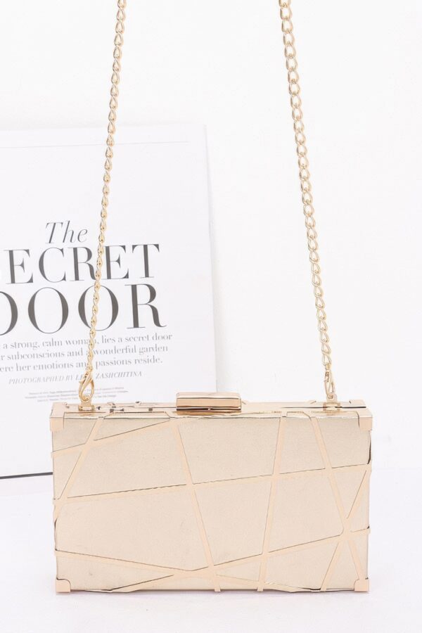 Metal Case Metallic Clutch with Chain Strap – Gold/Silver