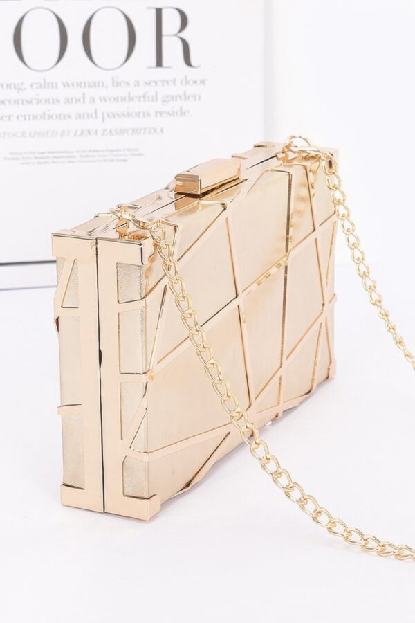 Metal Case Metallic Clutch with Chain Strap – Gold/Silver
