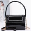 Enamel Top Handle Flap Bag with Chain Strap